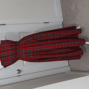 ENTRO Red Plaid Strapless Dress. NWT Small
